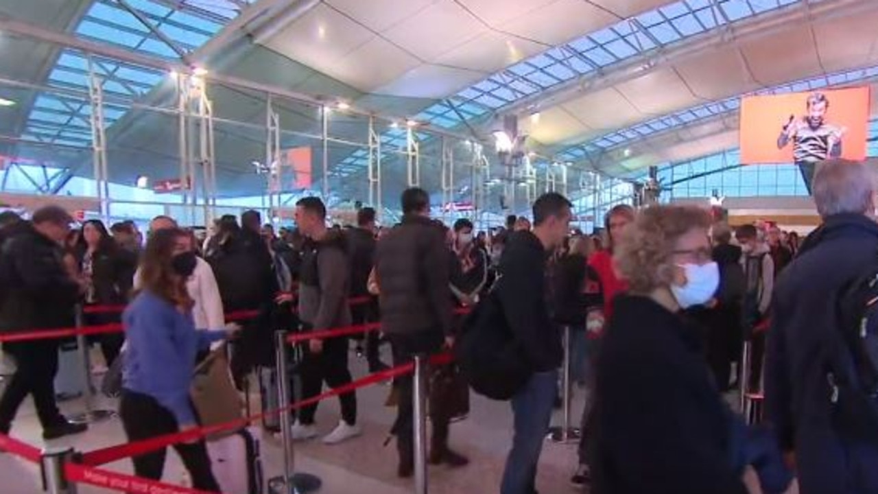 Sydney Airport was busy on Saturday morning as the state’s winter school holidays kick off. Picture: Sunrise