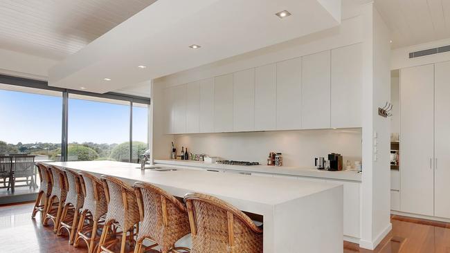 The home’s kitchen is an enviable space for a home chef.