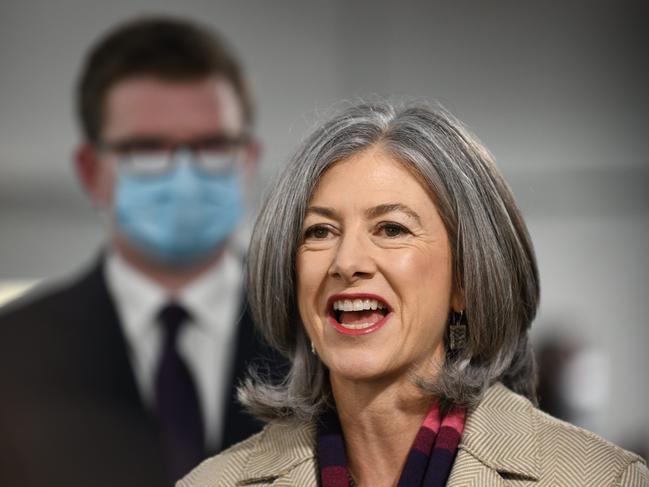 ADELAIDE, AUSTRALIA - NewsWire Photos, July 13, 2022:  Health Minister Chris Picton and Chief Public Health Officer Professor Nicola Spurrier announce a new pop-up vaccination clinic in Ellis Park in the Western Parklands of Adelaide. Picture: NCA NewsWire / Naomi Jellicoe