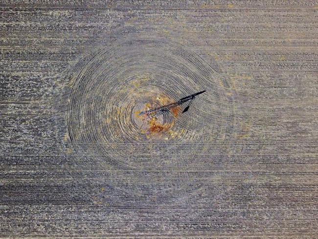 Patterns can be seen in a drought-effected paddock created by a plough on a Gunnedah property. Picture: David Gray/Reuters