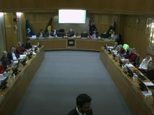 The council meeting had to be abandoned after pro-Palestinian protesters swarmed the council chamber screaming at elected representatives about the war in Gaza.