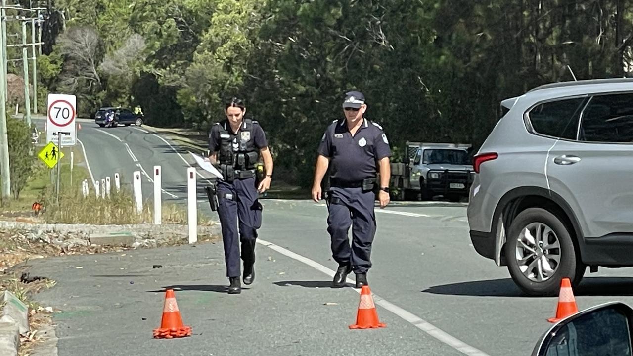 The Forensic Crash Unit was at the scene of a crash along Mackie Rd in Narangba on Friday morning. Picture: Aaron Goodwin