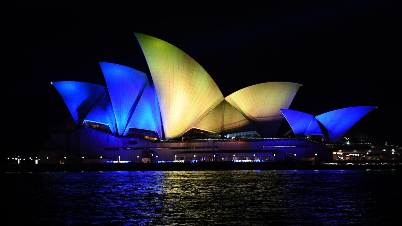 The Opera House sails will be white and blue tomorrow. (Photo by James D. Morgan/Getty Images)