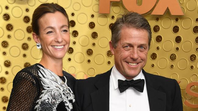 British actor Hugh Grant with his wife Anna Elisabet Eberstein share three children. Picture: AFP