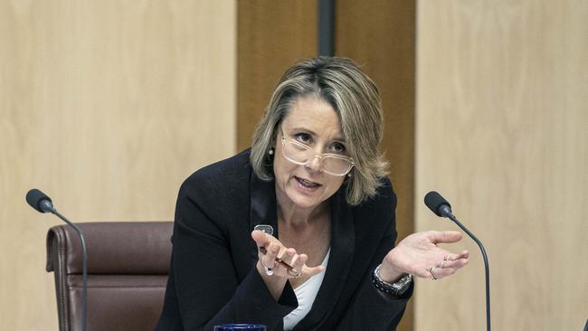 Labor senator Kristina Keneally questioned AUSTRAC over the gap in money laundering regulation. Picture: NCA NewsWire / Gary Ramage