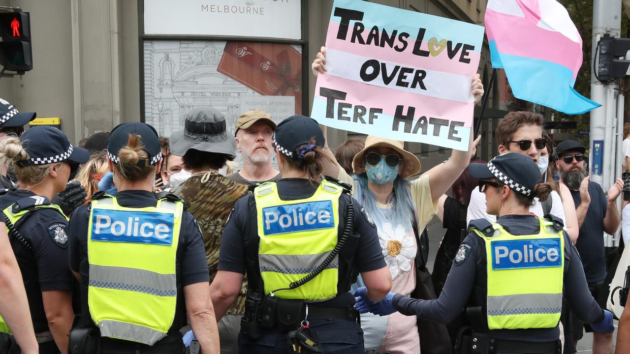 Victoria Police said they were on site to preserve the peace. Picture: NCA NewsWire / David Crosling