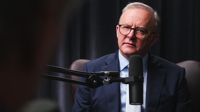 Prime Minister Anthony Albanese talks to Mark Bouris on the podcast Straight Talk. Picture: Supplied/Jonah McLachlan