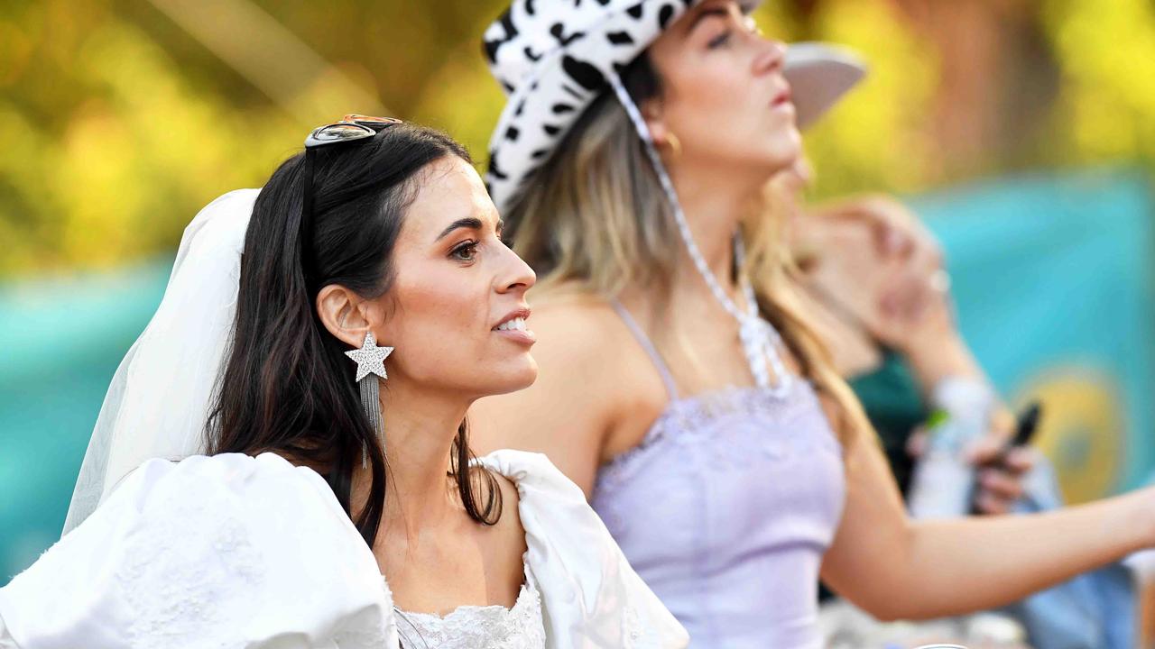 HENS PARTY: For Raquel Neville from Canada and friends on Saturday at Gympie Music Muster. Picture: Patrick Woods.