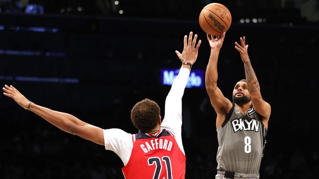 Patty Mills posted 21 points for the Brooklyn Nets in their win over the Washington Wizards. Picture: Sarah Stier/Getty Images/AFP