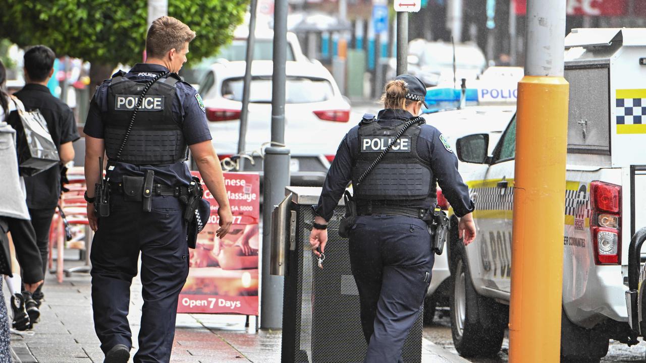 File image of police on the beat along Hindley Street in Adelaide’s CBD. Picture: NCA NewsWire/Brenton Edwards