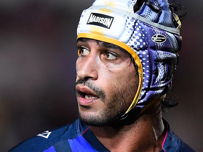 TOWNSVILLE, AUSTRALIA - MAY 30: Johnathan Thurston of the Cowboys looks on during the round 12 NRL match between the North Queensland Cowboys and the Manly Sea Eagles at 1300SMILES Stadium on May 30, 2015 in Townsville, Australia. (Photo by Ian Hitchcock/Getty Images)