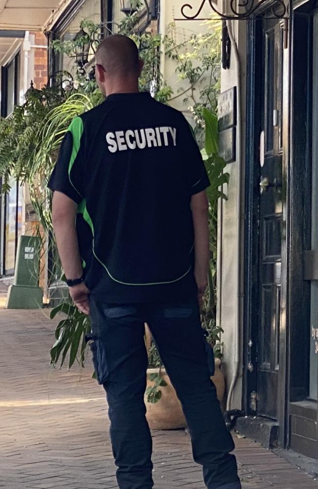 Security were on site and tenants were barred from entering their stores on Ellenborough Street after a notice of possession was issued on Wednesday morning. Picture: Jessica Baker