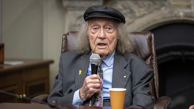 Holocaust survivor Andrew Steiner addresses an SA Parliamentary Friends of Israel event at Old Parliament House. Picture Emma Brasier