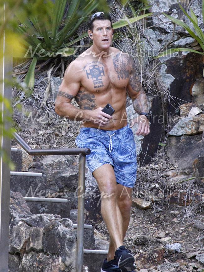 Ben Roberts-Smith on a jog in Brisbane this week. Picture: Tertius Pickard