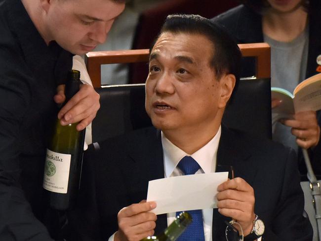 China's Premier Li Keqiang and PM Malcolm Turnbull will hold bilateral talks in Canberra tomorrow covering trade, regional stability, tourism and even Australian wine exports. Picture: AFP Photo/ Mark Graham