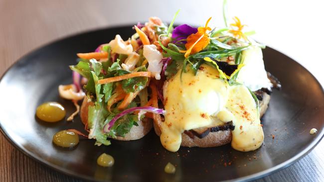 Southside Bistro, Sunnybank, Smoke belly benedict. Picture: Bruce Long