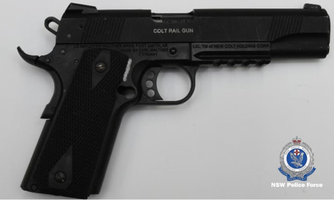 The Colt Pistol police uncovered during a raid in Wolli Creek.