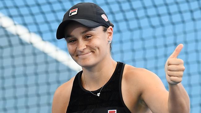 Ash Barty was all smiles after winning her third title in as many years in Australia. Picture: Getty Images