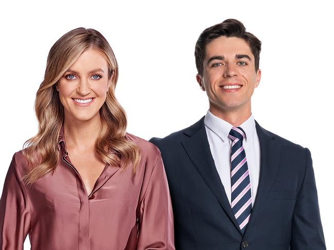 Max Burford, right, with Ten News presenter Kate Freebairn. Picture: Channel 10.