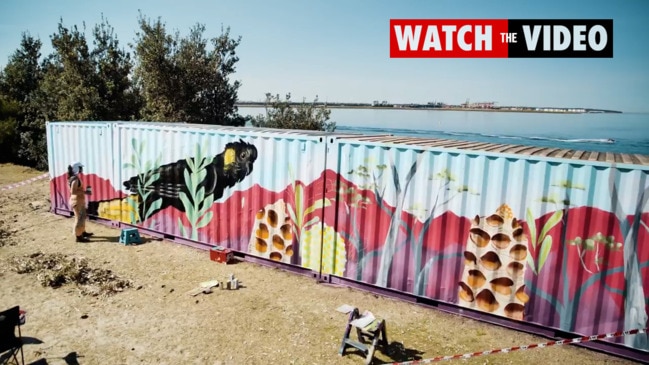 Bayside Council video of painting of mural on shipping containers