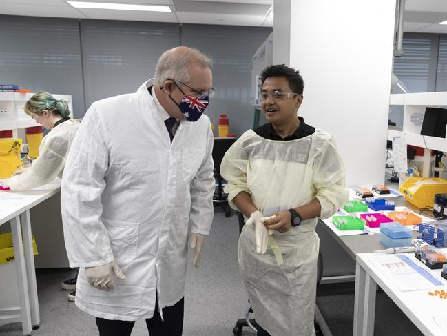 Prime Minister Scott Morrison announces last week that 10 million doses of the Pfizer vaccine had been secured. Picture: Getty Images