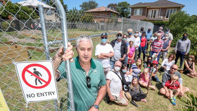 Sandringham Community Garden Club Inc. president Garry Thompson with fellow members outside the garden. Picture: Tim Carrafa