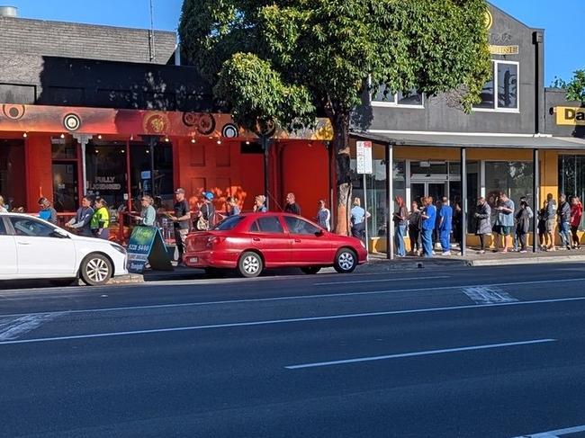 Lines at the Moorabool St VEC office on Friday evening.