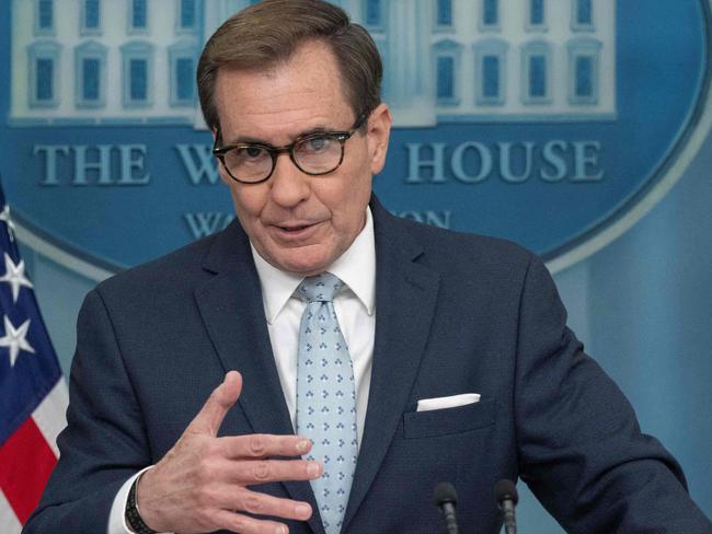 US National Security Council (NSC) spokesman John Kirby speaks during the daily briefing in the Brady Briefing Room of the White House in Washington, DC, on November 20, 2023. (Photo by ANDREW CABALLERO-REYNOLDS / AFP)