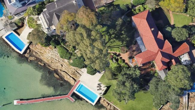 An aerial view of Harry Triguboff’s Vaucluse property.