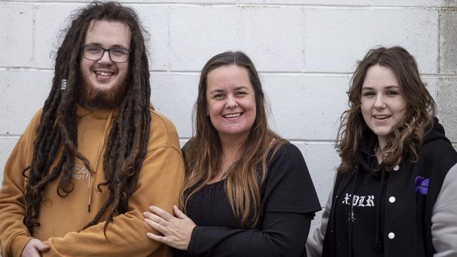 Diane with her children Charley and Joel, who she lost custody when she was jailed for dealing meth. Picture: Brett Hartwig