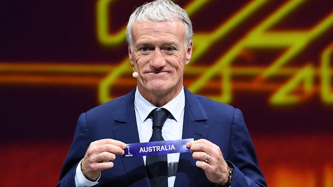 France's head coach Didier Deschamps reveals Australia in Group C during the final draw for the 2019 FIFA Women World Cup. Picture: AFP
