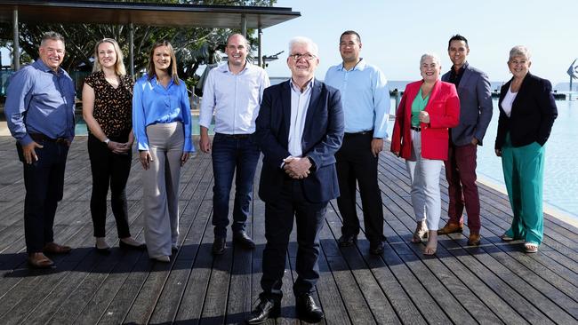 Cairns deputy mayor Terry James has selected his Unity team to run in all but one council division at next year's local government election. The Unity Team for 2024: Brett Moller, Nikki Giumelli, Heidi Healy, Jeremy Neal, Terry James, Nathan Lee Long, Kristy Vallely, Matthew Calanna and Rhonda Coghlan. Picture: Brendan Radke