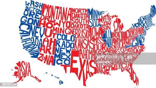 The current Democrat/ Republican division of states. Picture: Getty images.