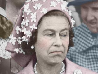 Colourised image of The Queen having a moment as she visits Australia.