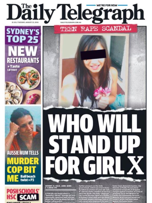 How The Daily Telegraph broke the story of Girl X on Tuesday, August 23, 2016.