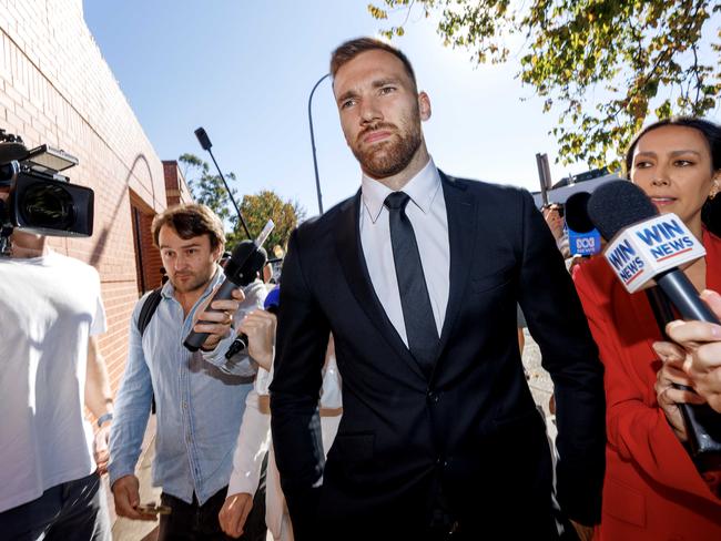 22/04/2025 Richmond footballer Noah Balta arrives at Albury Court for sentencing over the assault of a man in December.Picture: David Geraghty
