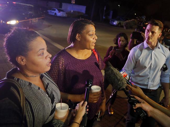 Sherry Williams, left, and Theresa Williams as they leave the Baylor University Medical Center. Picture: AP