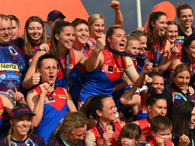 Melbourne Demons celebrate winning the season seven AFLW Grand Final. Picture: Getty