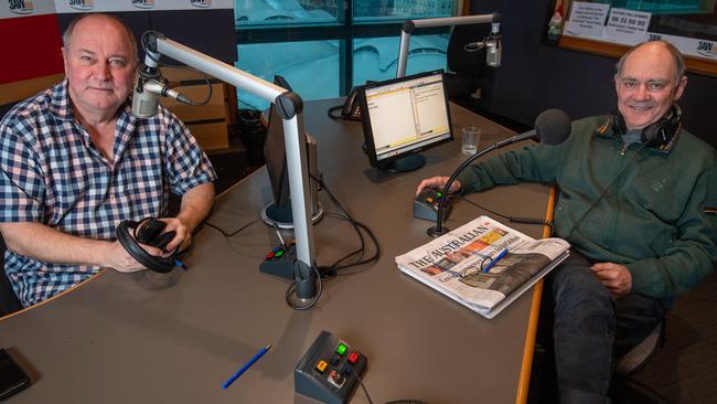 3AW's Ross Stevenson 3AW and John Burns. Picture: Jason Edwards