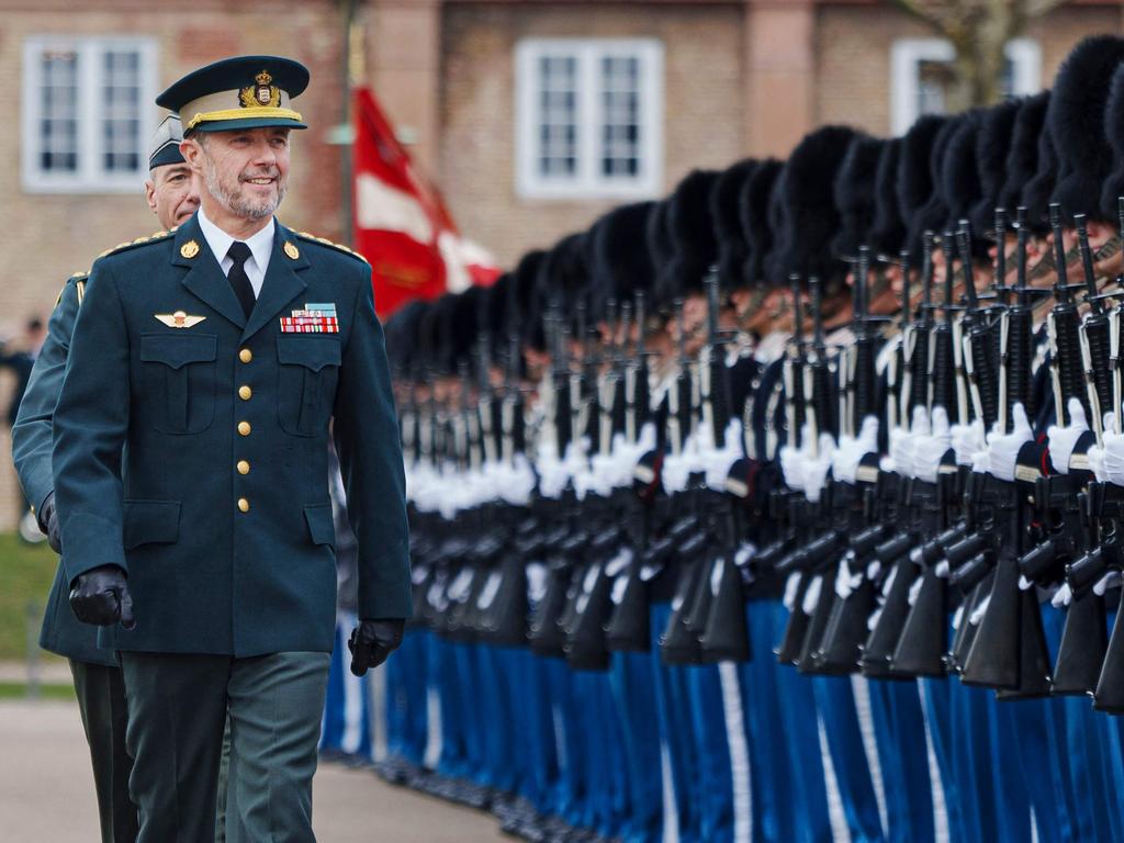 King Frederik reviews soldiers of the Royal Life Guards in Copenhagen earlier this month. Picture: Liselotte Sabroe / Ritzau Scanpix / AFP