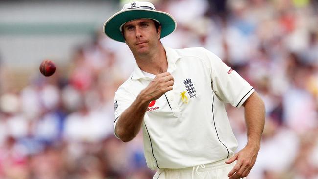 England’s then captain Michael Vaughan tossed a ball during a Test against the West Indies at Old Trafford in 2007. Picture: AFP