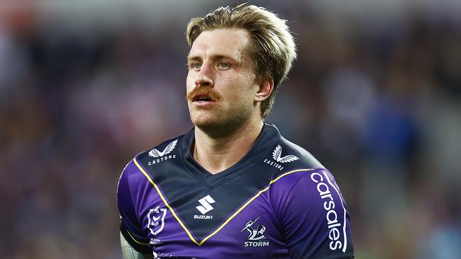 MELBOURNE, AUSTRALIA - SEPTEMBER 10: Cameron Munster of the Storm looks on during the NRL Elimination Final match between the Melbourne Storm and the Canberra Raiders at AAMI Park on September 10, 2022 in Melbourne, Australia. (Photo by Daniel Pockett/Getty Images)