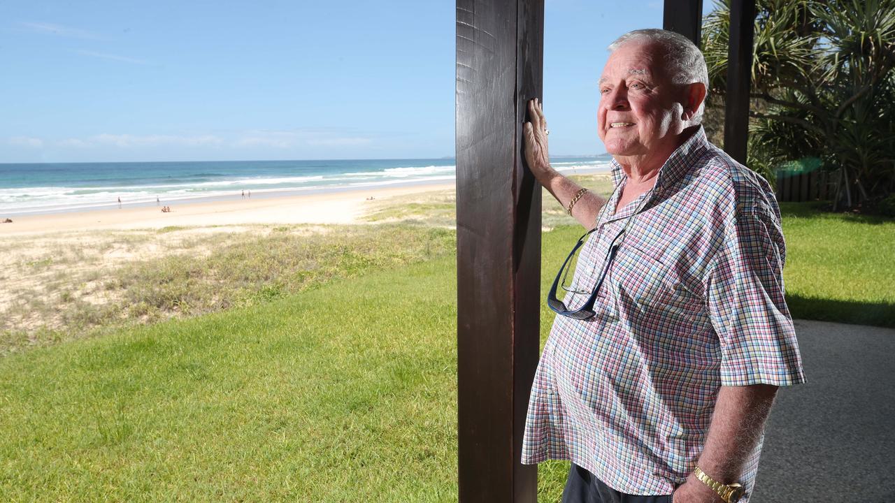 Billionaire pubs, pokies baron Bruce Mathieson talks about his cancer diagnosis at his Mermaid beach home on the Gold coast. " I cant complain, I've had a crack of a life." Picture Glenn Hampson