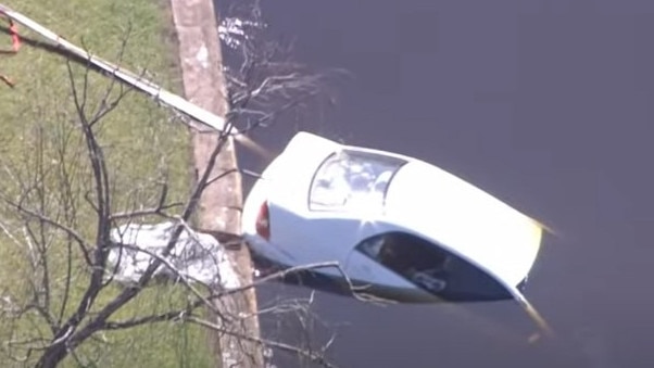 It is unknown why the car drove into the lake. Picture: ABC News