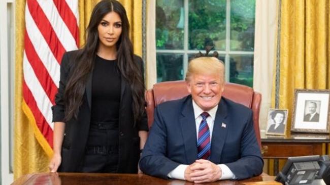 US President Donald Trump and Kim Kardashian at the White House.