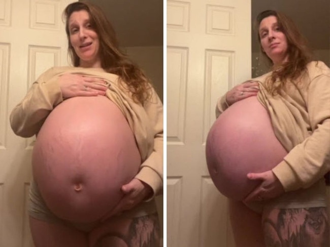 Woman shocks viewers with huge baby bump