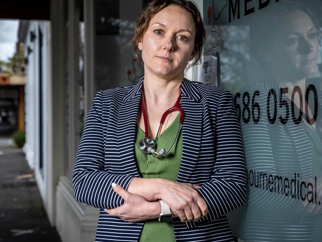 Dr Sarah Lewis and her staff have experienced abuse at her Port Melbourne Medical practice. Picture: Jake Nowakowski