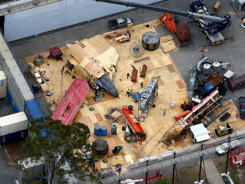 A Thor: Ragnarok set under construction at Village Roadshow Studios during the Marvel production’s Gold Coast shoot. Picture: David Clark