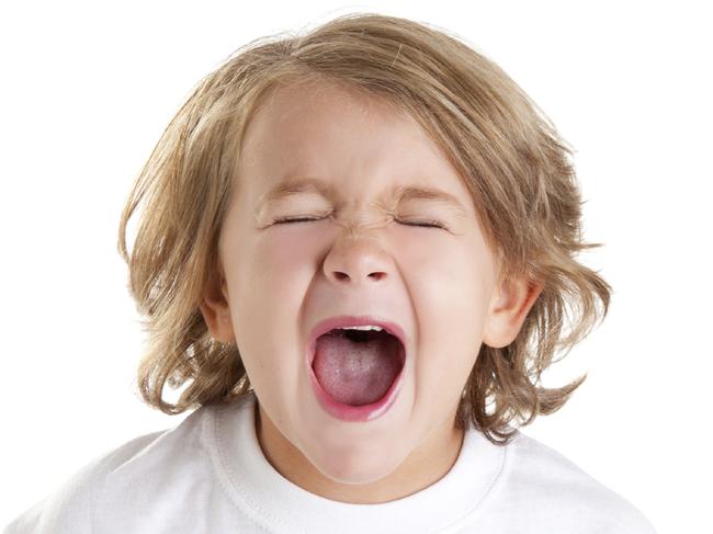 children kid screaming expression on white background