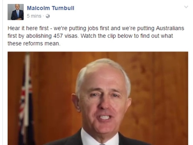 How Malcolm Turnbull announced the news today.